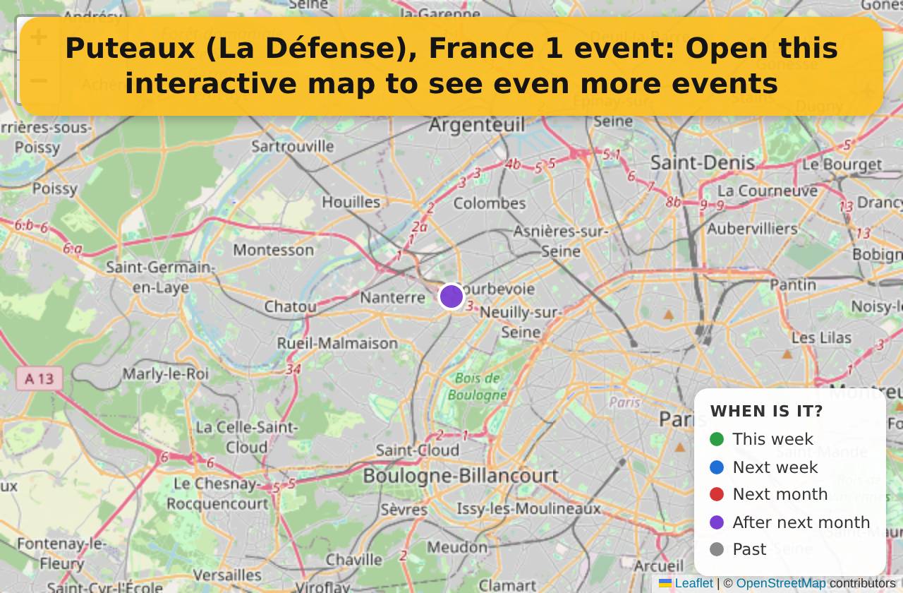 Map of events in Puteaux (La Défense), France on the interactive EVENTULIST map