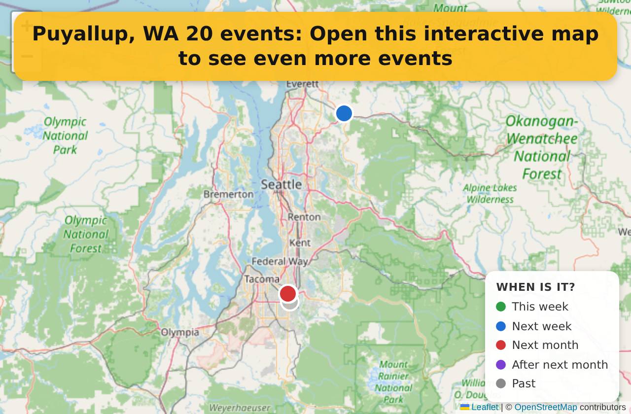Map of events in Puyallup, WA on the interactive EVENTULIST map