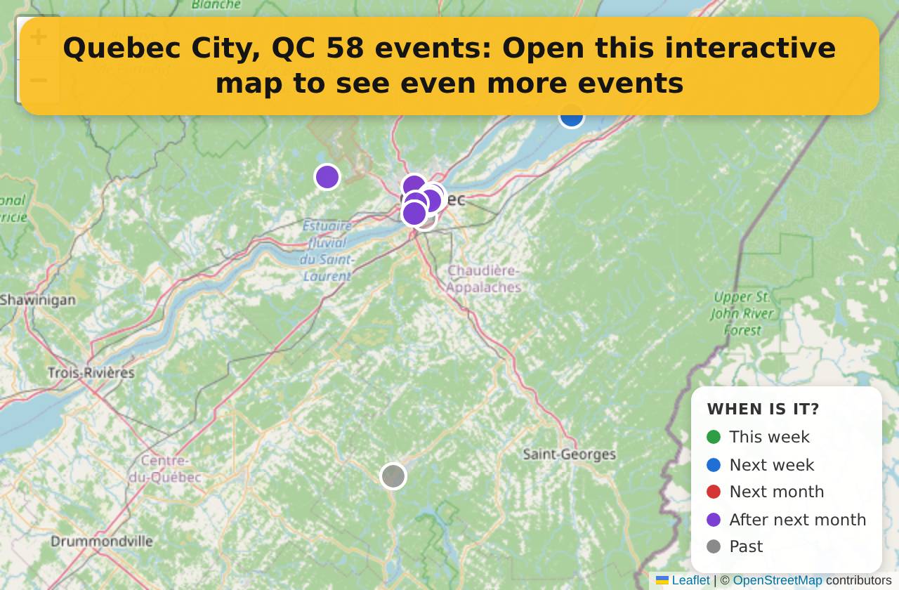 Map of events in Quebec City, QC on the interactive EVENTULIST map