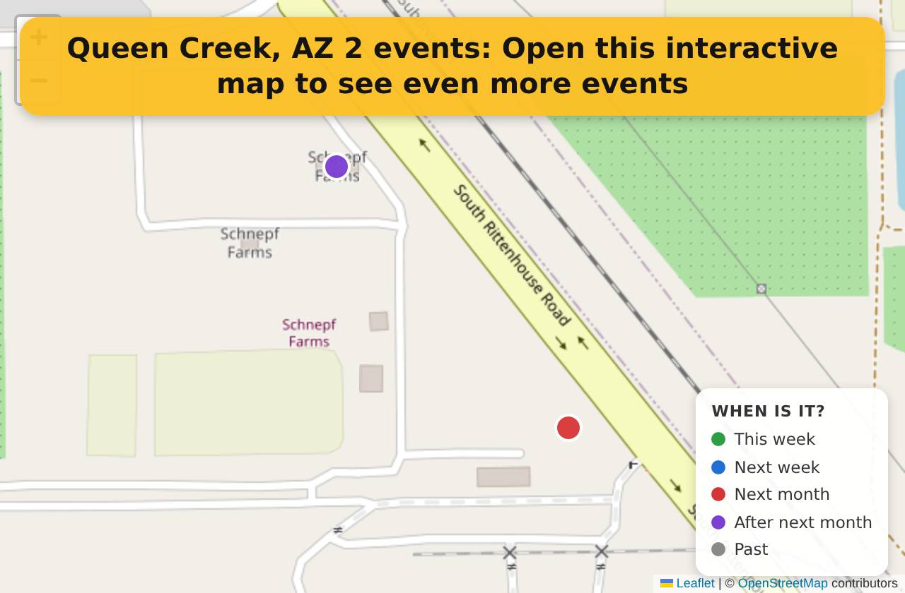 Map of events in Queen Creek, AZ on the interactive EVENTULIST map
