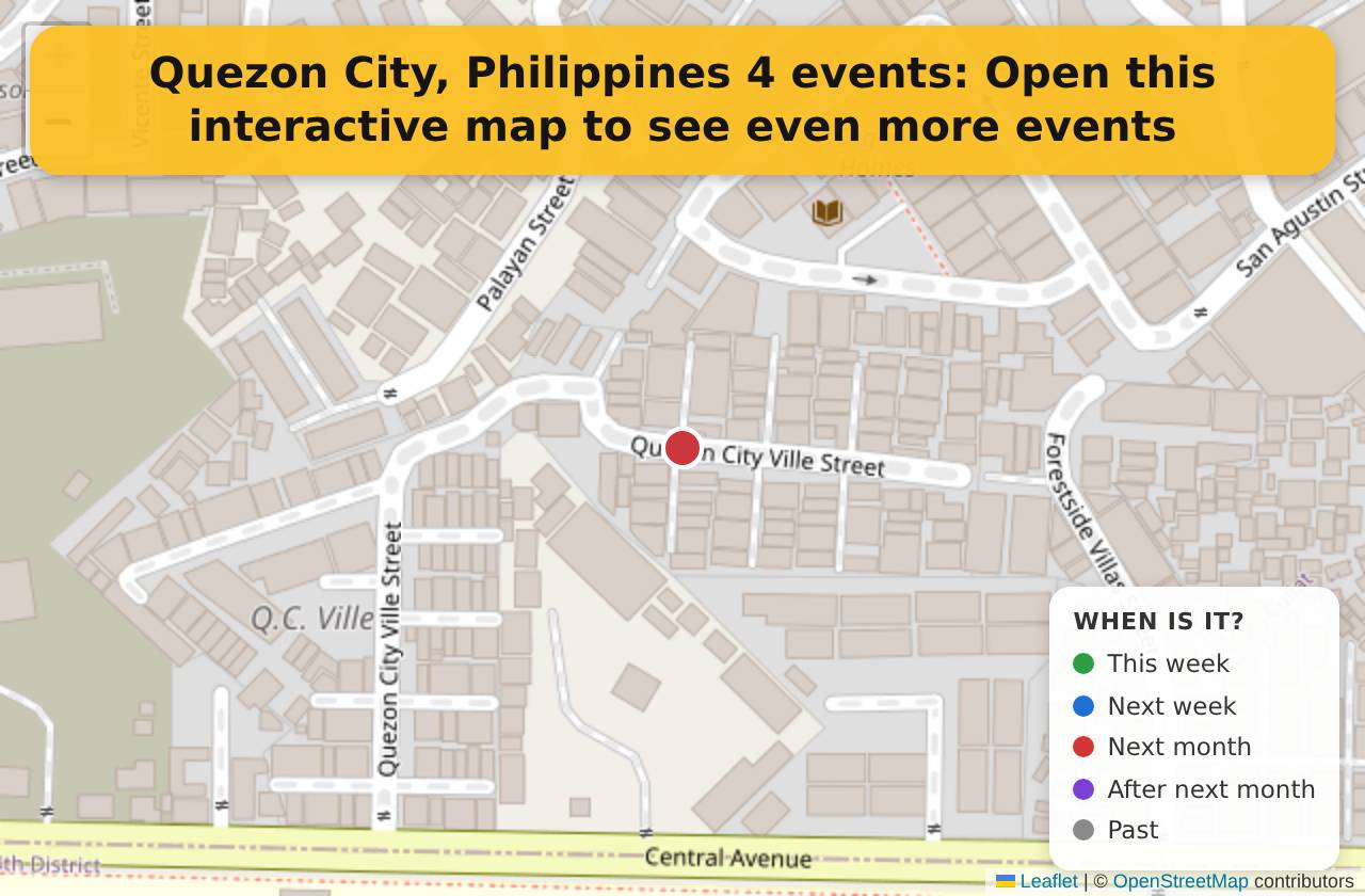 Map of events in Quezon City, Philippines on the interactive EVENTULIST map