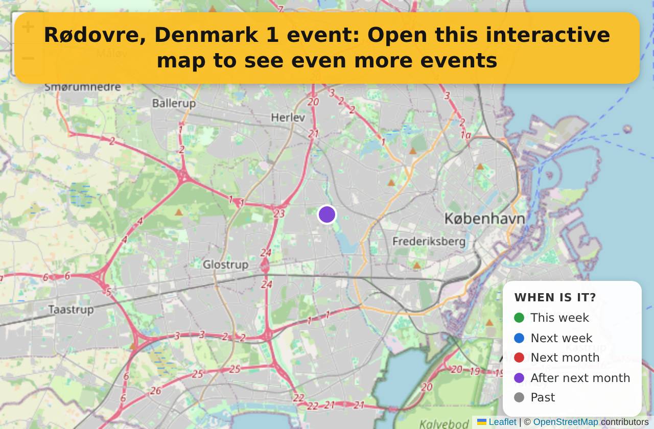 Map of events in Rødovre, Denmark on the interactive EVENTULIST map