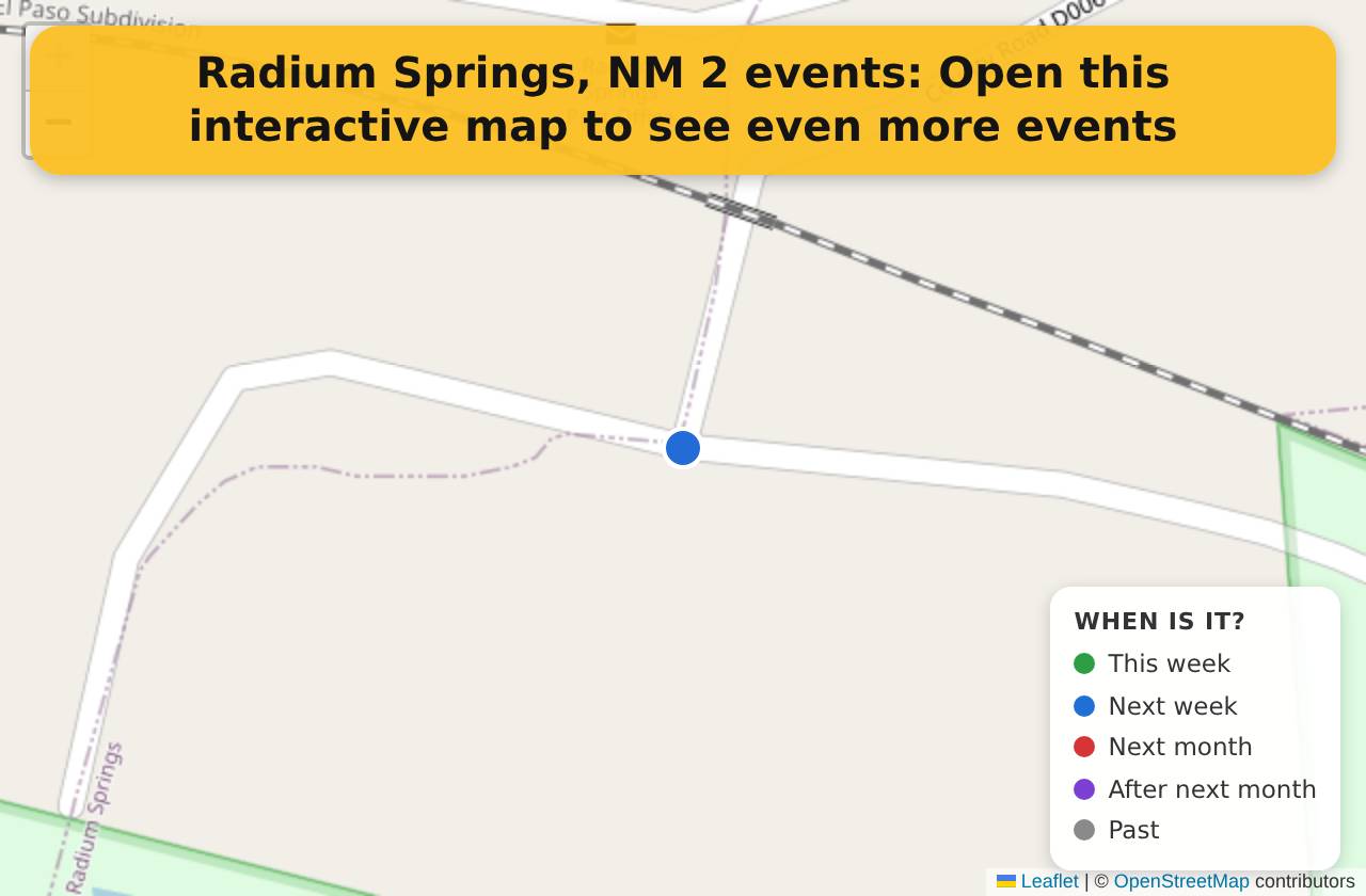 Map of events in Radium Springs, NM on the interactive EVENTULIST map
