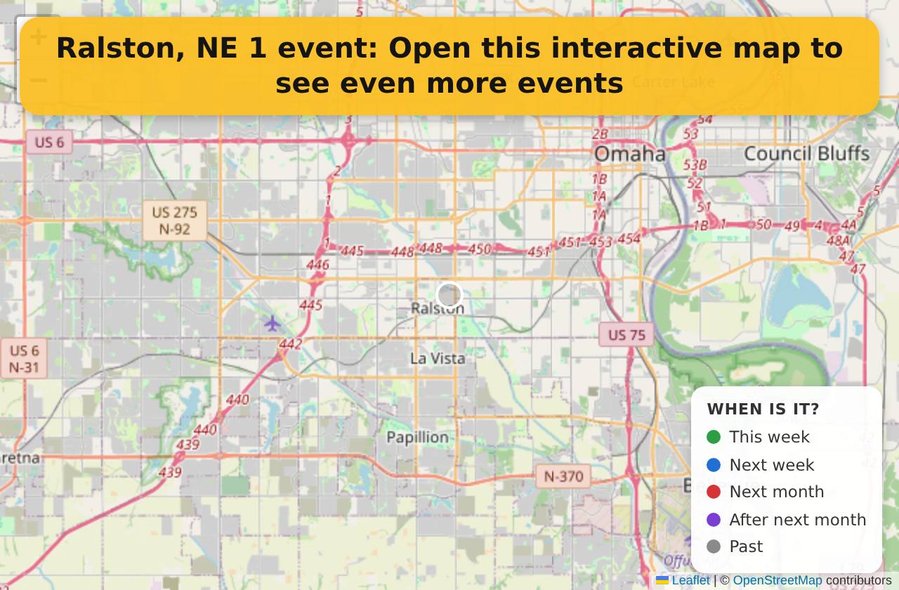 Map of events in Ralston, NE on the interactive EVENTULIST map