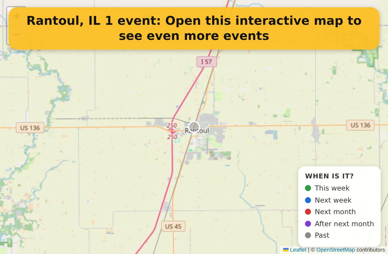 Map of events in Rantoul, IL on the interactive EVENTULIST map