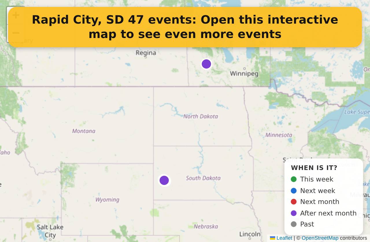 Map of events in Rapid City, SD on the interactive EVENTULIST map
