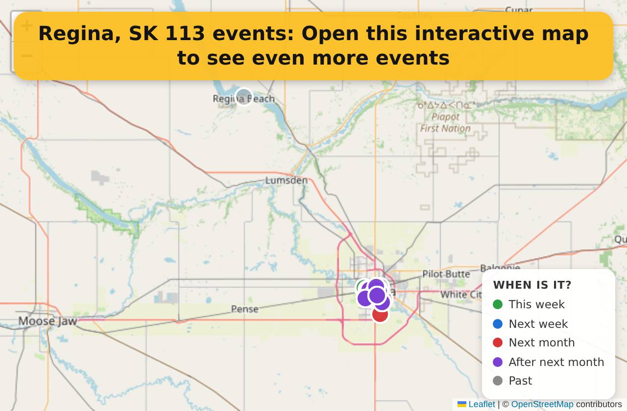 Map of events in Regina, SK on the interactive EVENTULIST map