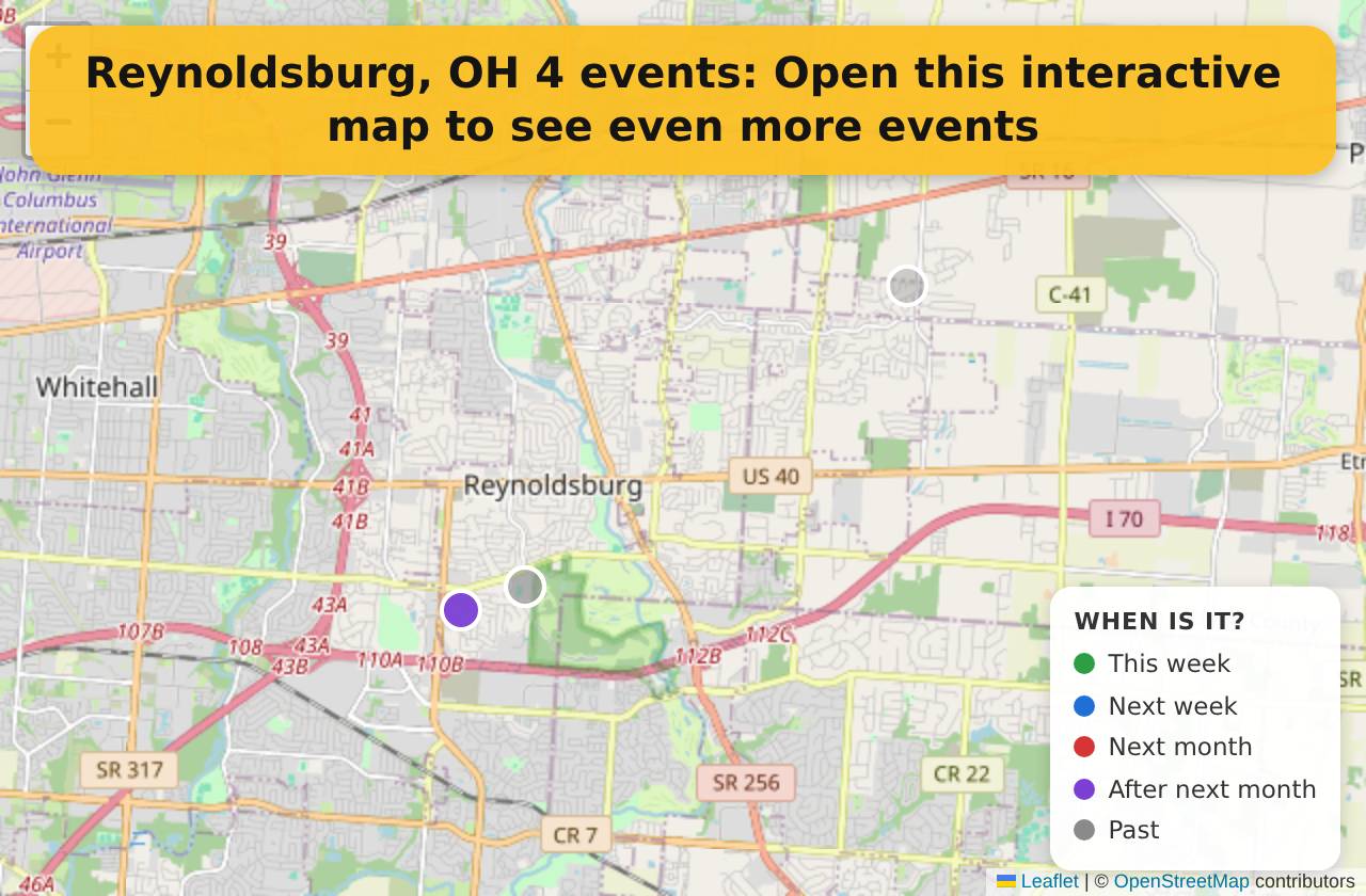 Map of events in Reynoldsburg, OH on the interactive EVENTULIST map