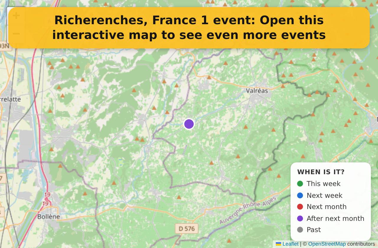Map of events in Richerenches, France on the interactive EVENTULIST map