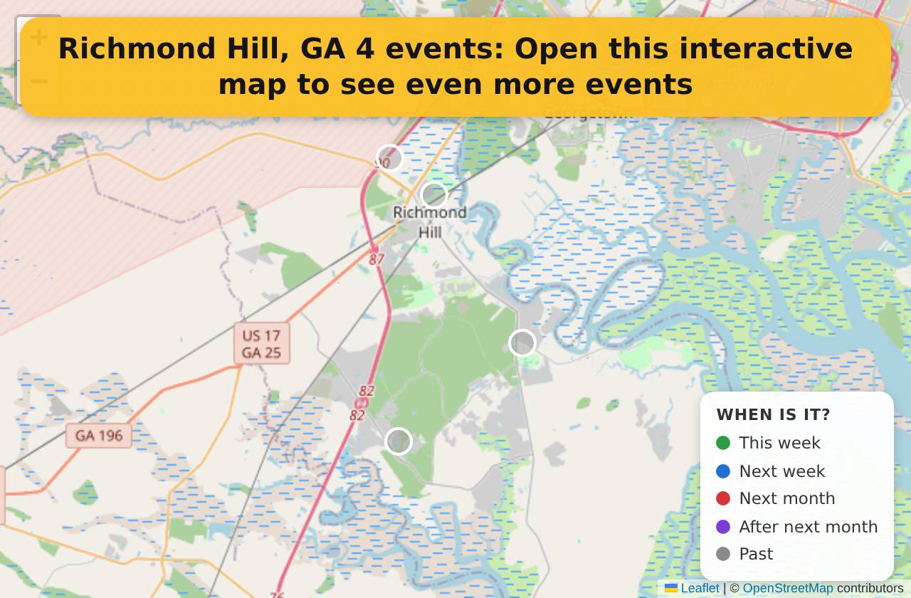 Map of events in Richmond Hill, GA on the interactive EVENTULIST map