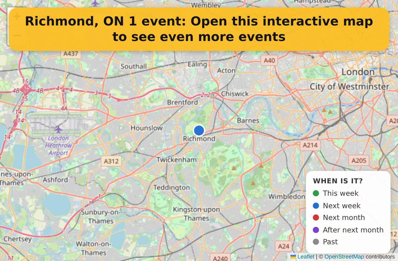 Map of events in Richmond, ON on the interactive EVENTULIST map