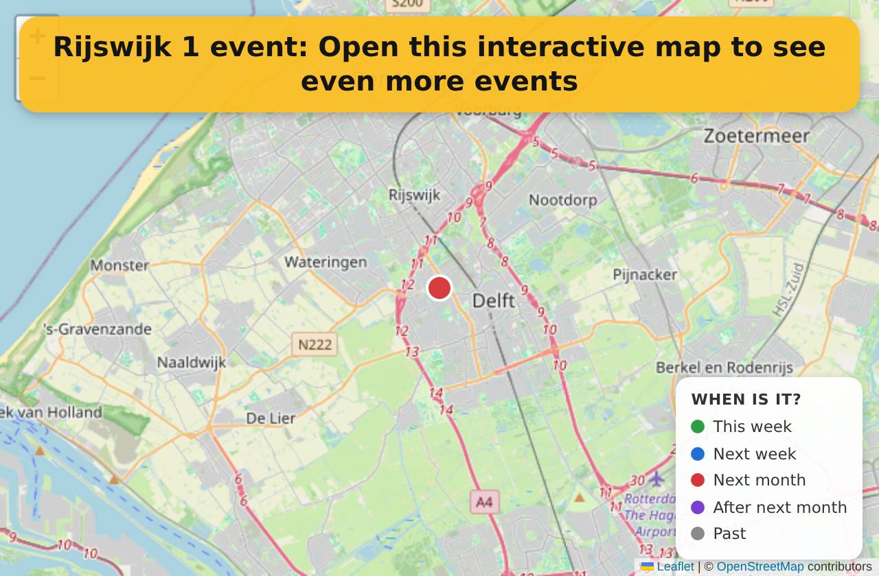Map of events in Rijswijk on the interactive EVENTULIST map