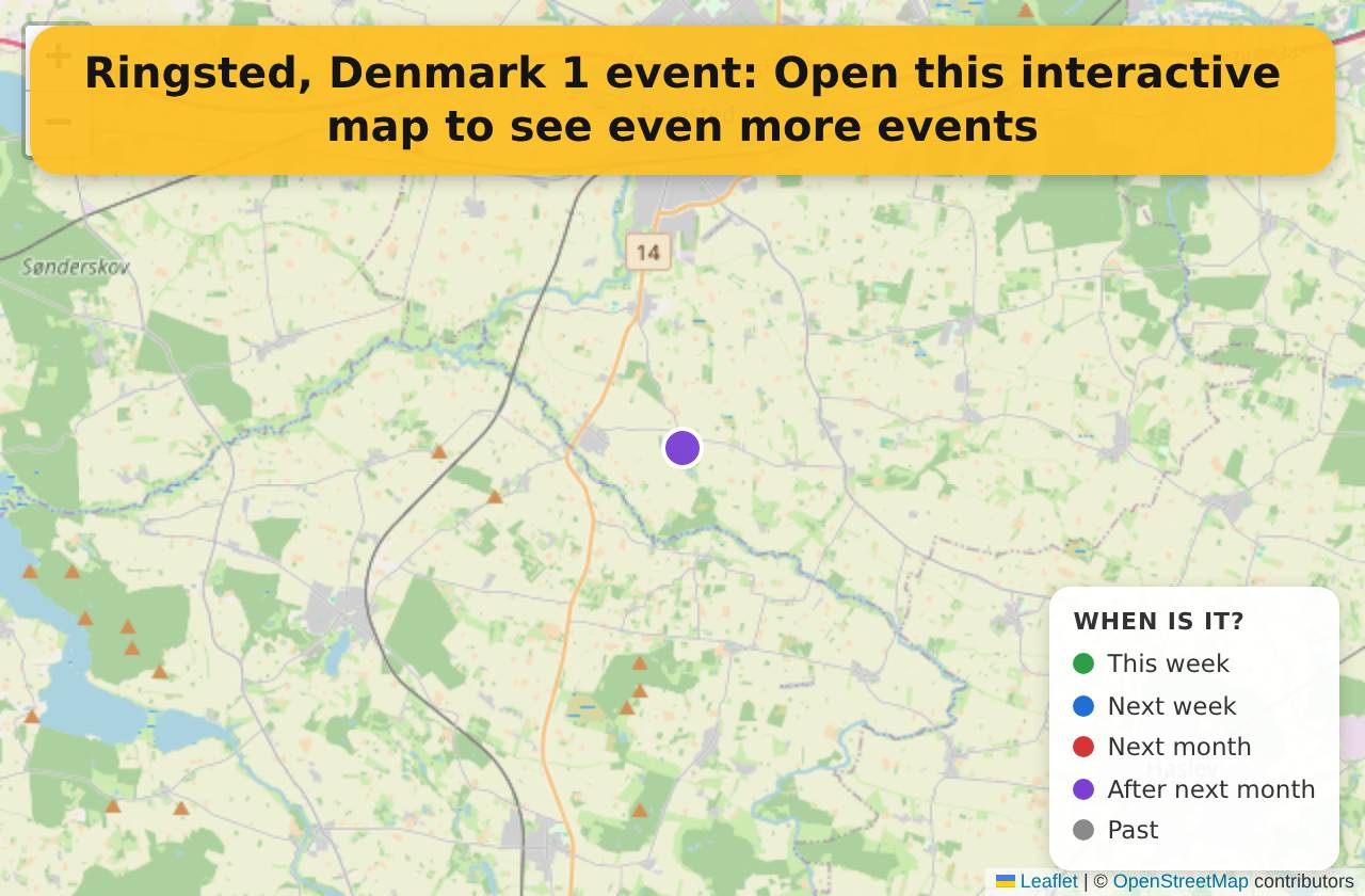 Map of events in Ringsted, Denmark on the interactive EVENTULIST map