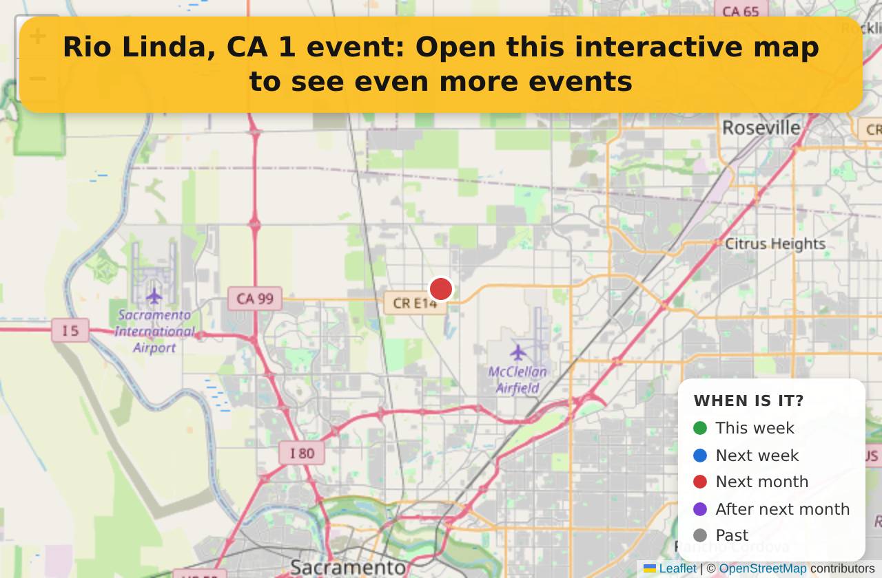 Map of events in Rio Linda, CA on the interactive EVENTULIST map