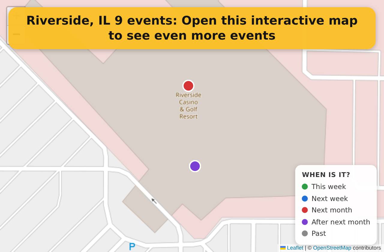 Map of events in Riverside, IL on the interactive EVENTULIST map