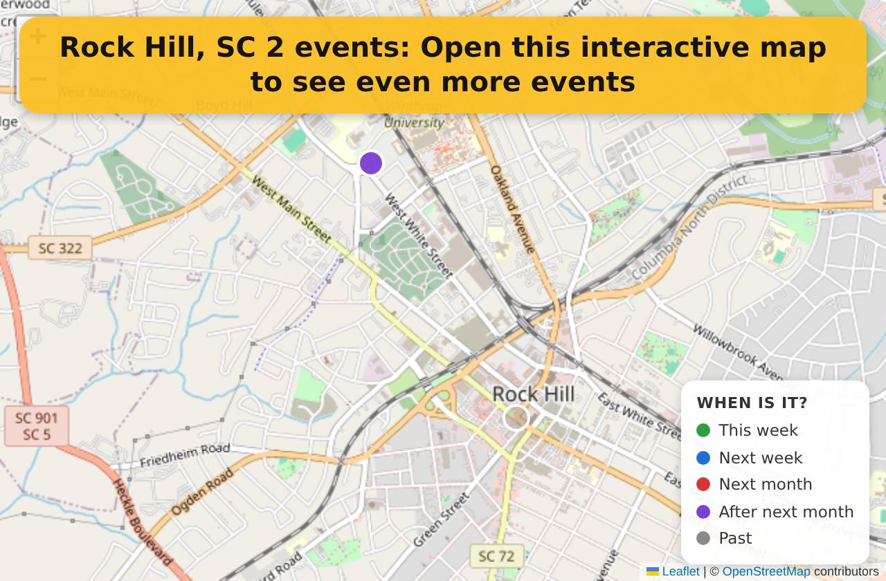 Map of events in Rock Hill, SC on the interactive EVENTULIST map