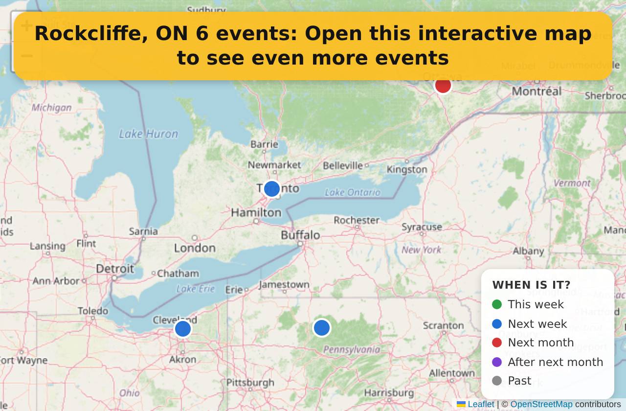 Map of events in Rockcliffe, ON on the interactive EVENTULIST map