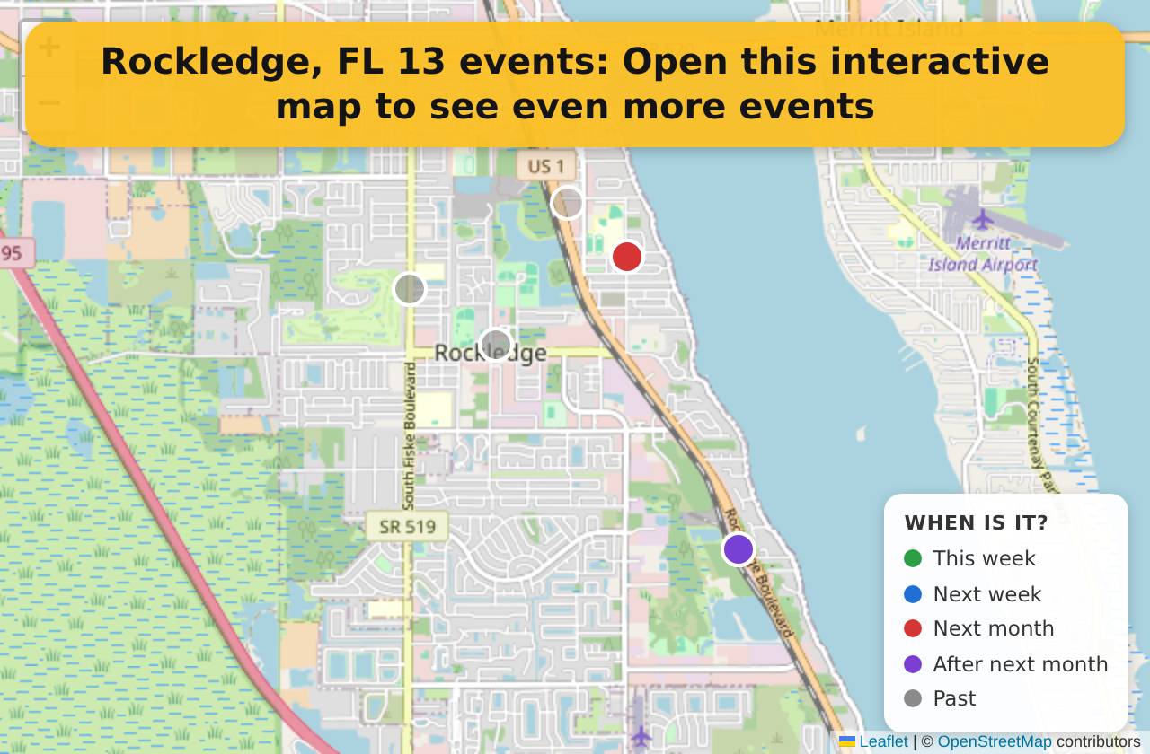 Map of events in Rockledge, FL on the interactive EVENTULIST map