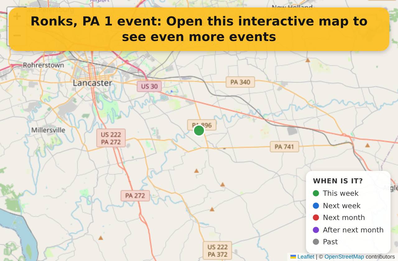 Map of events in Ronks, PA on the interactive EVENTULIST map