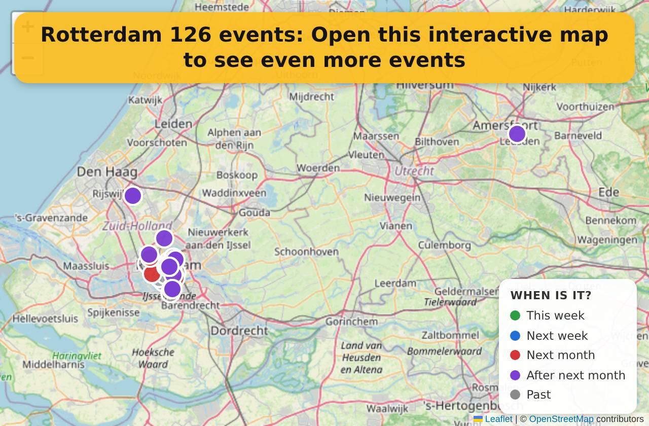 Map of events in Rotterdam on the interactive EVENTULIST map
