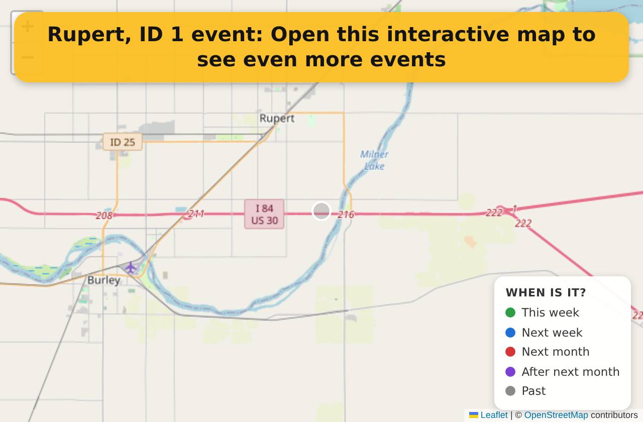 Map of events in Rupert, ID on the interactive EVENTULIST map