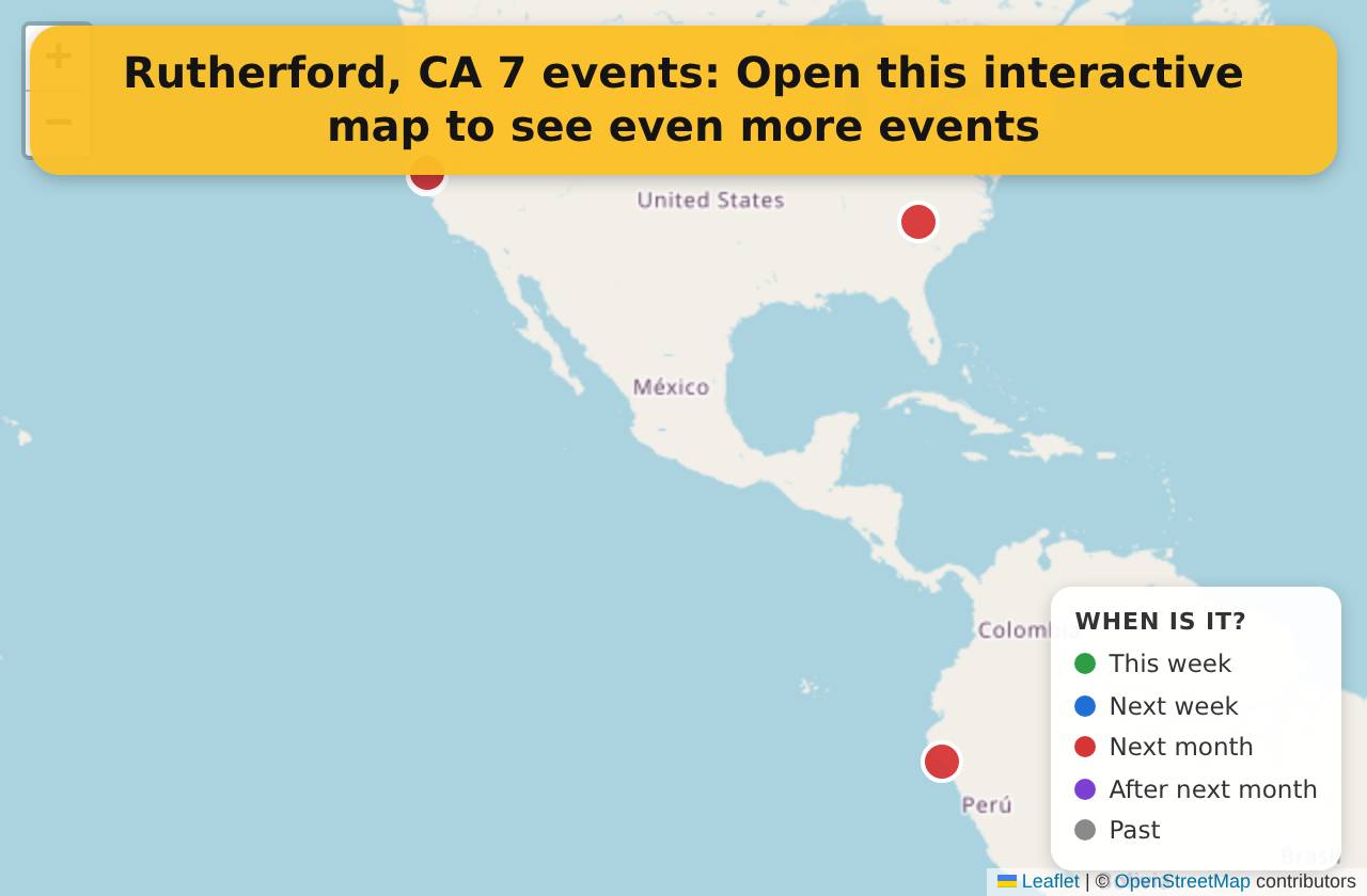 Map of events in Rutherford, CA on the interactive EVENTULIST map