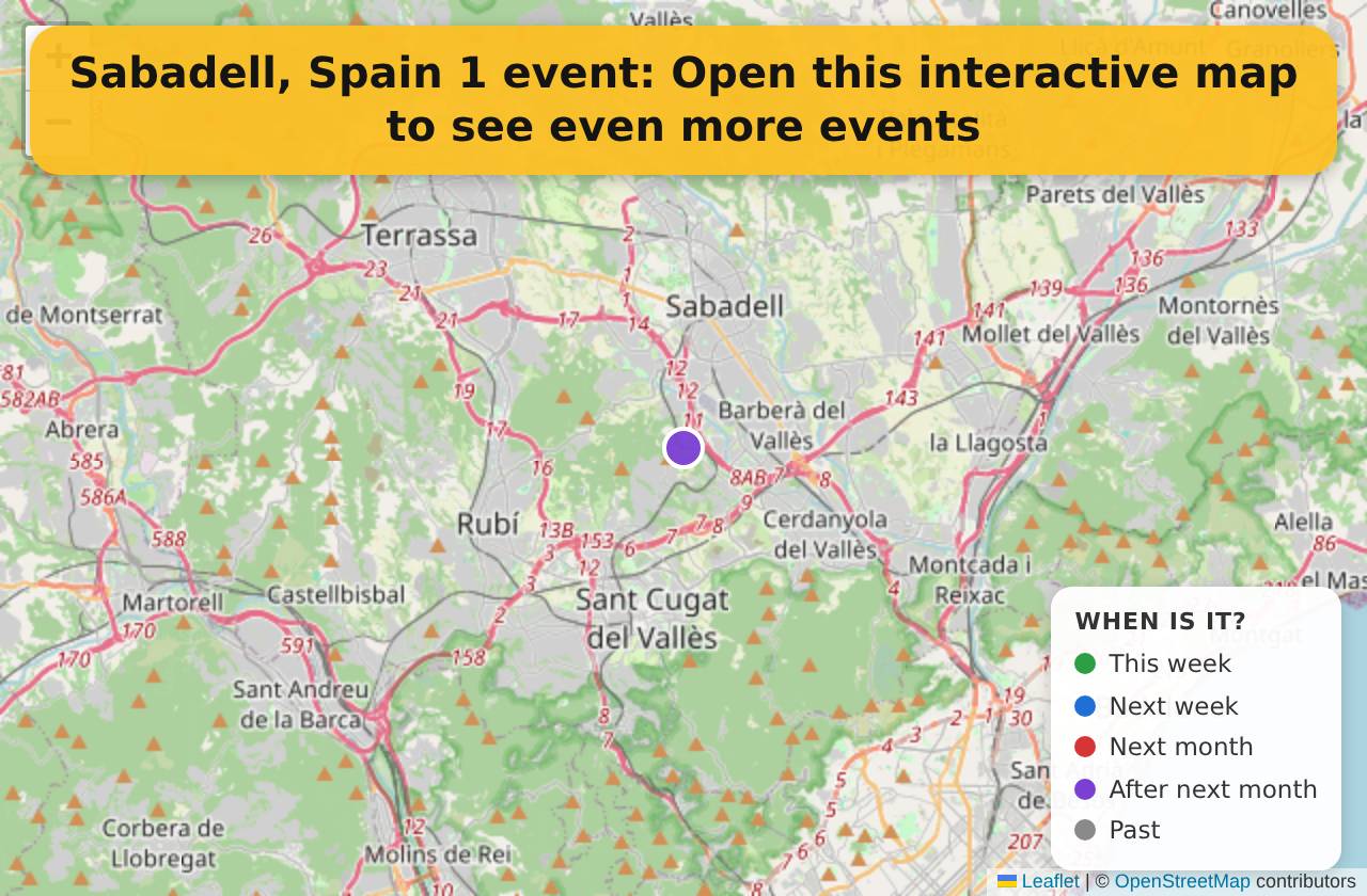 Map of events in Sabadell, Spain on the interactive EVENTULIST map