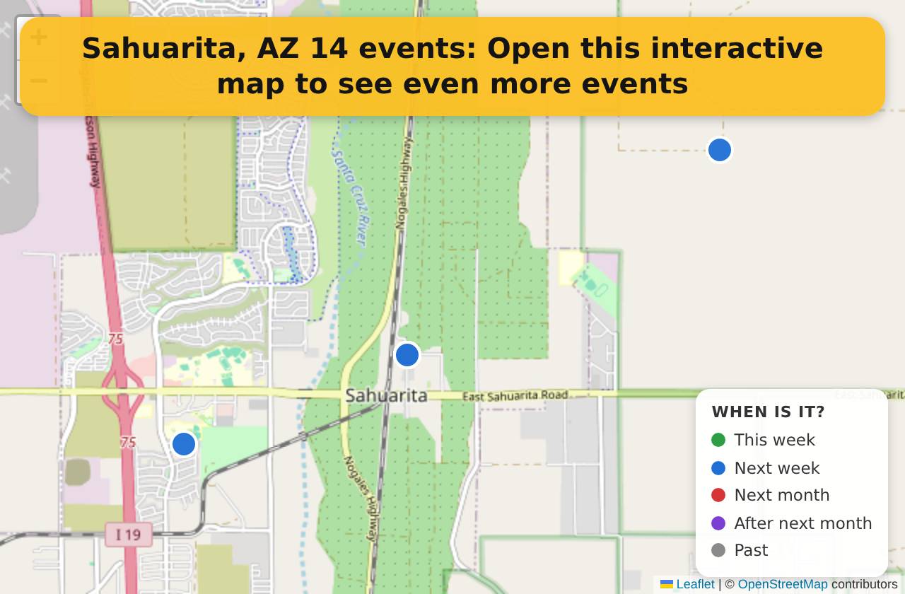 Map of events in Sahuarita, AZ on the interactive EVENTULIST map