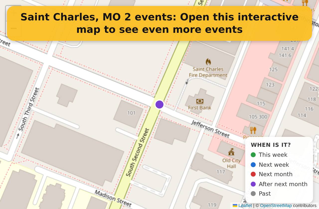 Map of events in Saint Charles, MO on the interactive EVENTULIST map