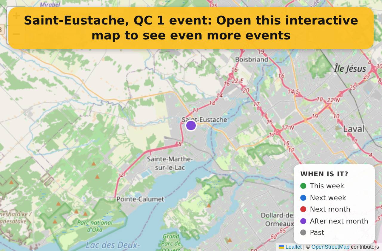 Map of events in Saint-Eustache, QC on the interactive EVENTULIST map