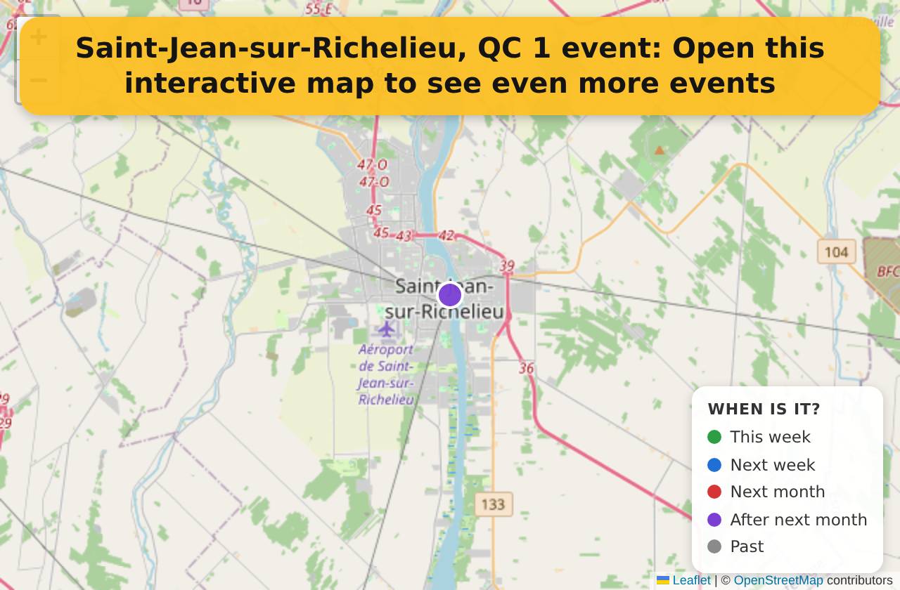 Map of events in Saint-Jean-sur-Richelieu, QC on the interactive EVENTULIST map