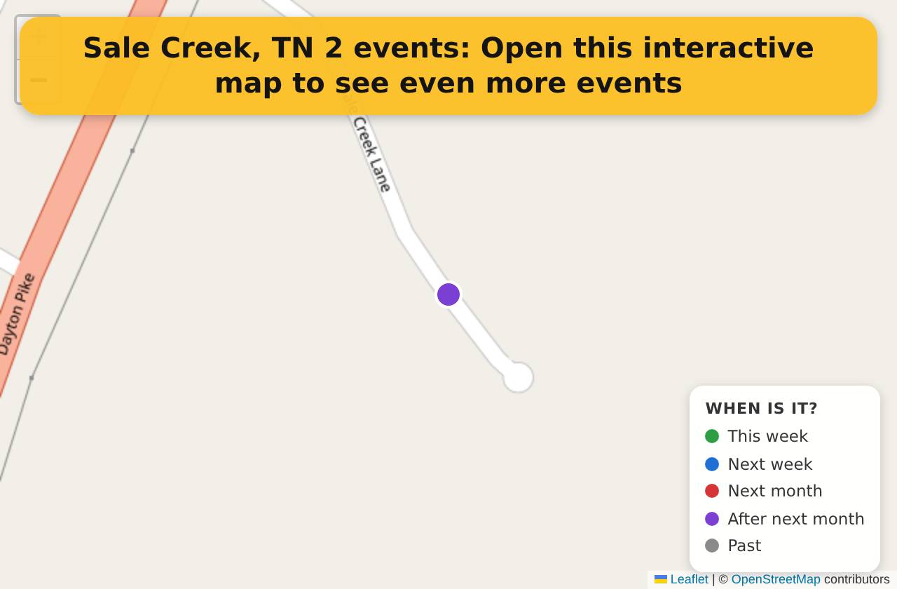 Map of events in Sale Creek, TN on the interactive EVENTULIST map