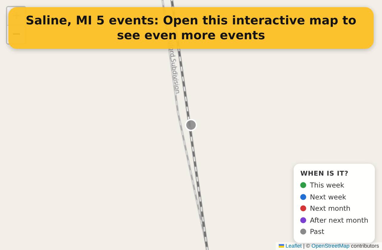 Map of events in Saline, MI on the interactive EVENTULIST map