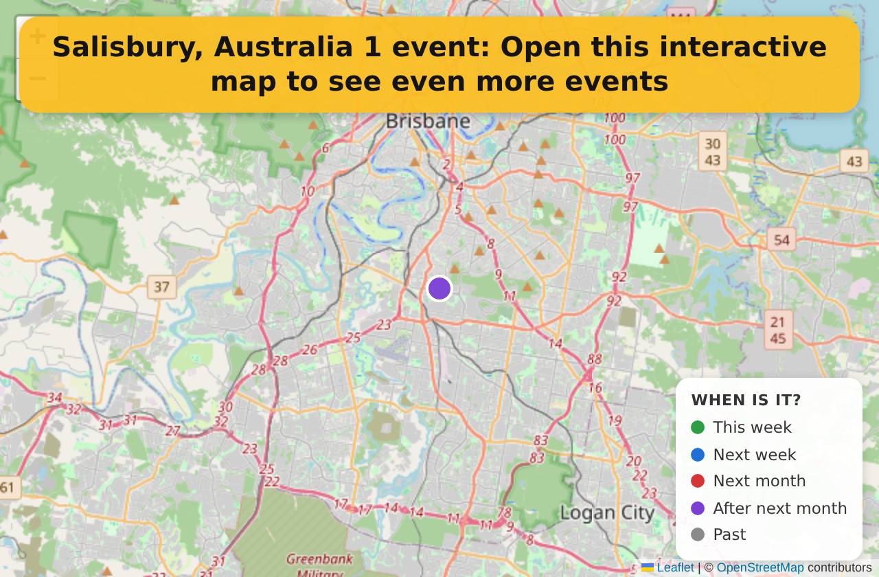 Map of events in Salisbury, Australia on the interactive EVENTULIST map