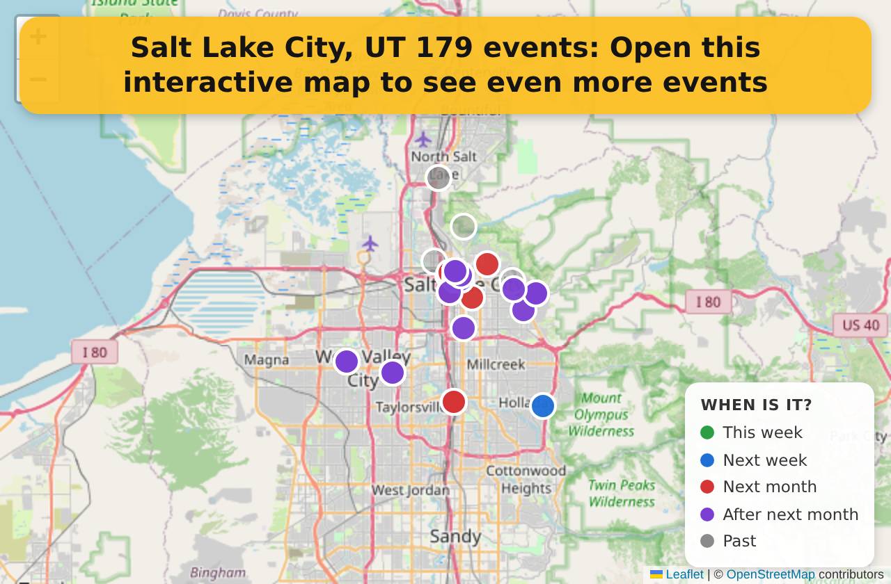 Map of events in Salt Lake City, UT on the interactive EVENTULIST map
