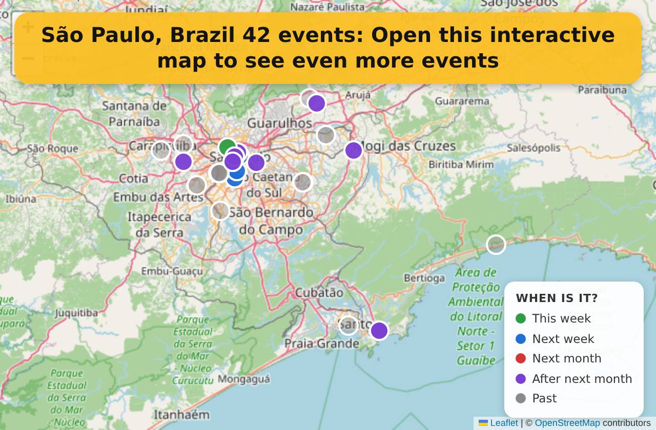 Map of events in São Paulo, Brazil on the interactive EVENTULIST map