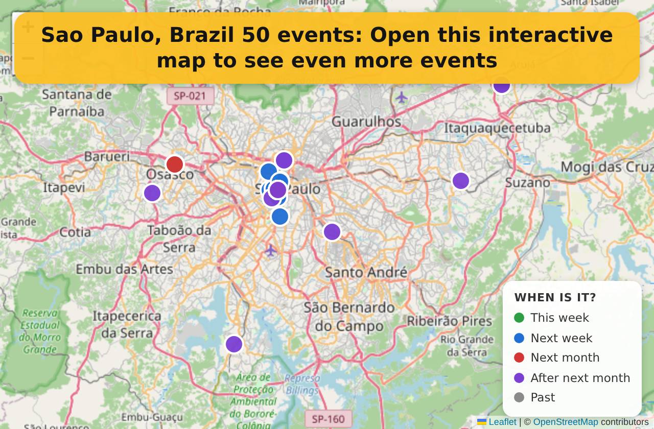 Map of events in Sao Paulo, Brazil on the interactive EVENTULIST map