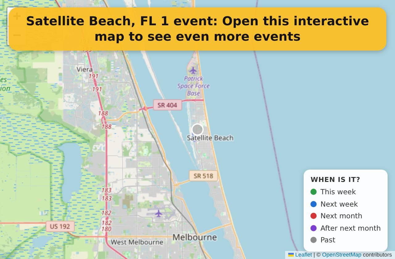 Map of events in Satellite Beach, FL on the interactive EVENTULIST map