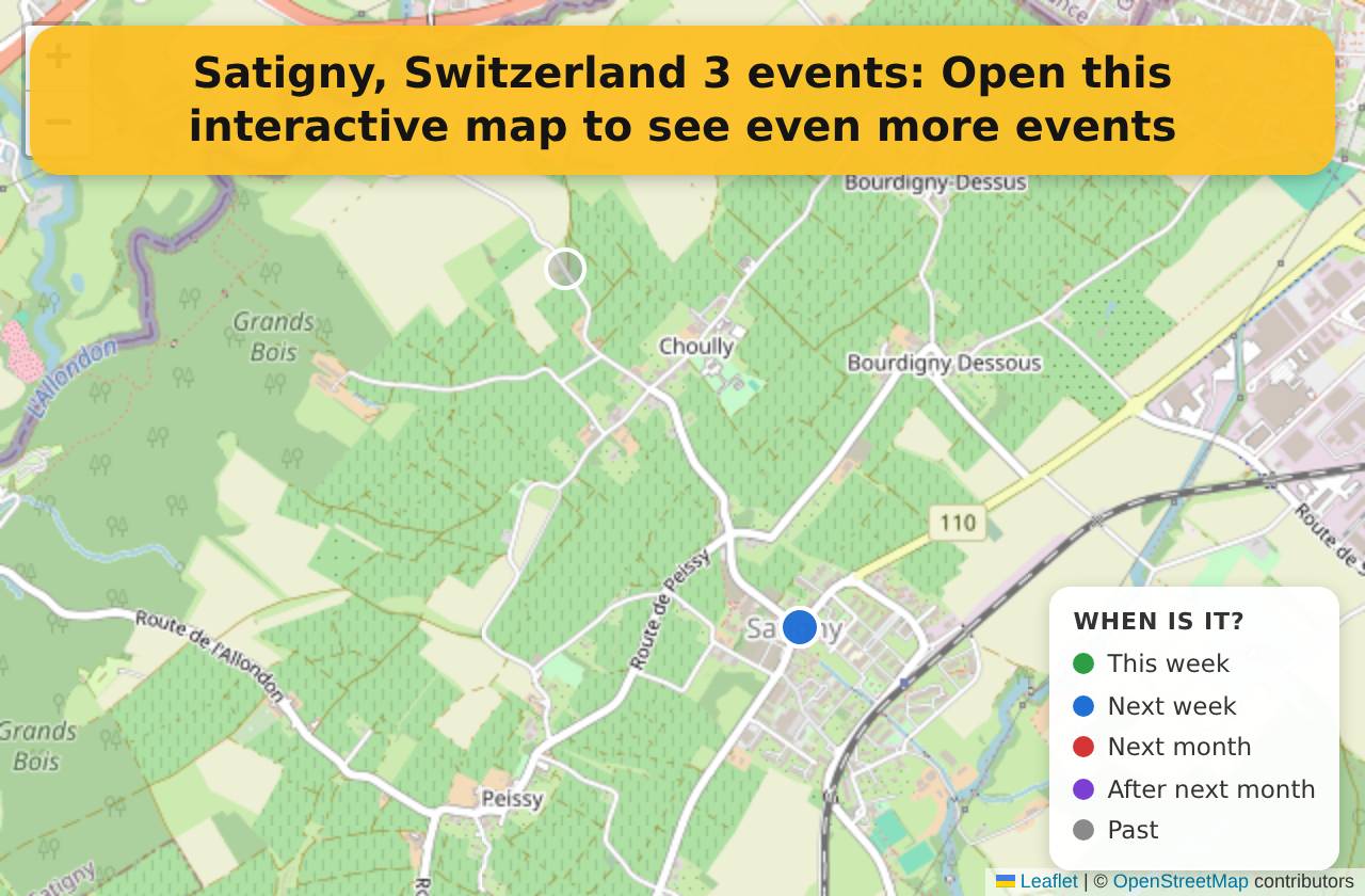 Map of events in Satigny, Switzerland on the interactive EVENTULIST map