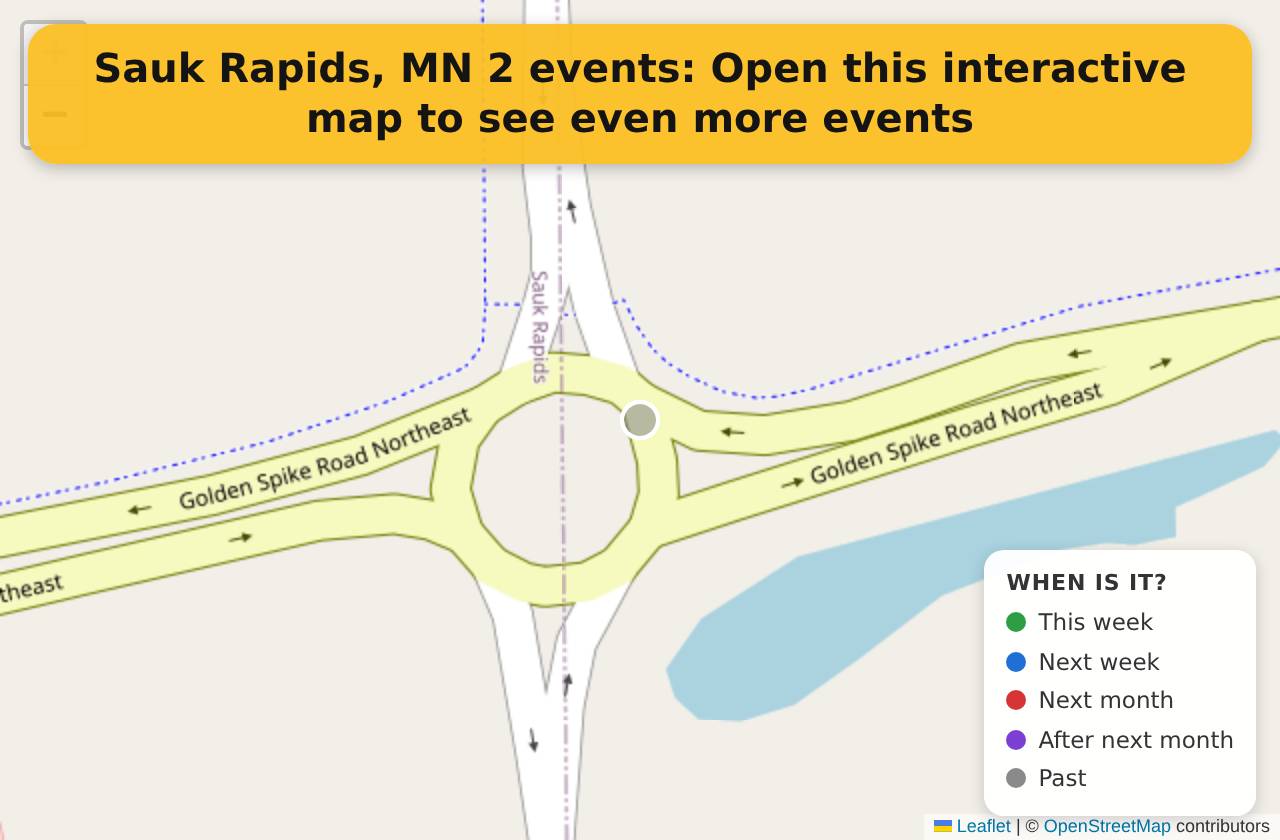 Map of events in Sauk Rapids, MN on the interactive EVENTULIST map