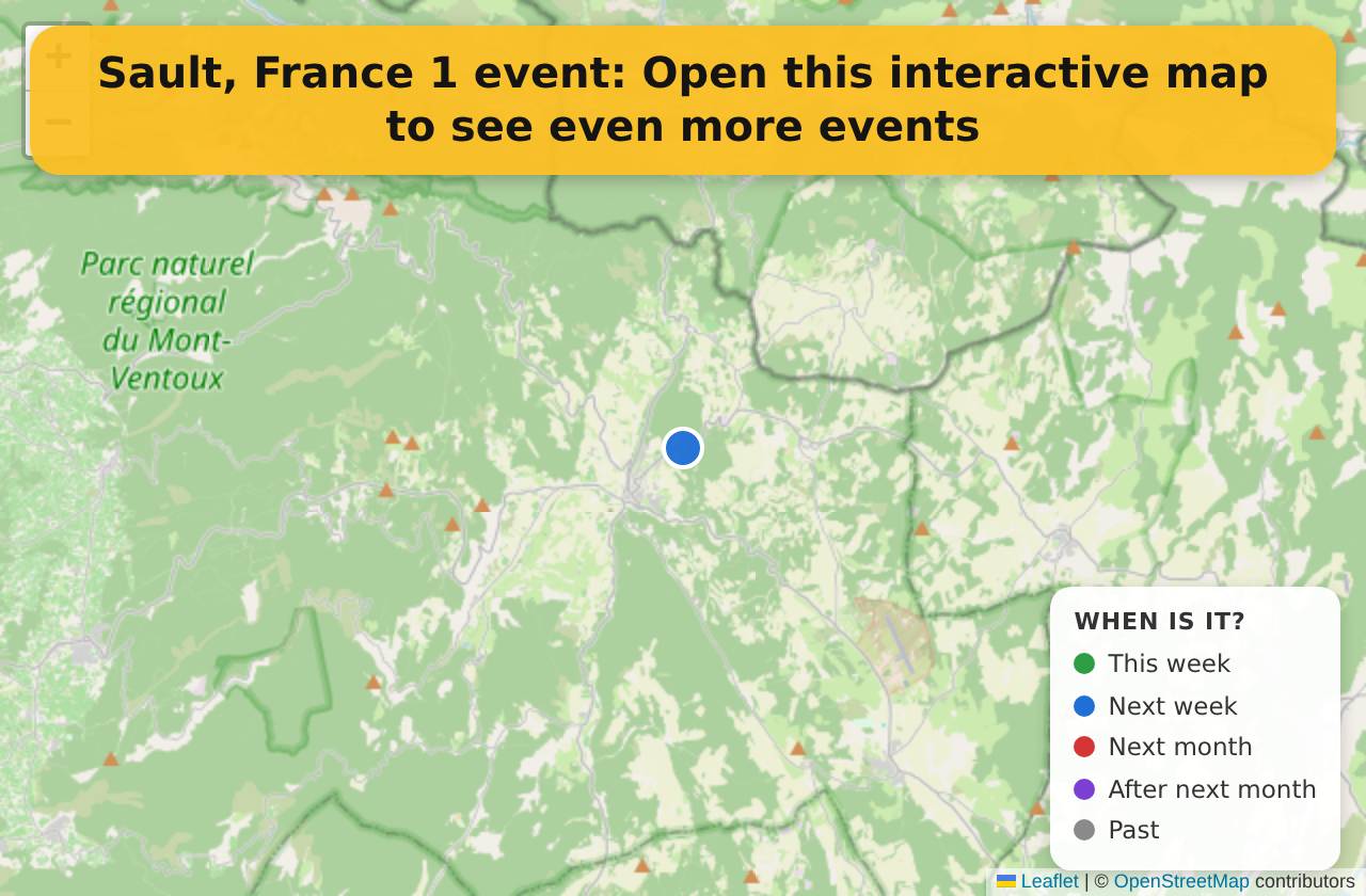 Map of events in Sault, France on the interactive EVENTULIST map