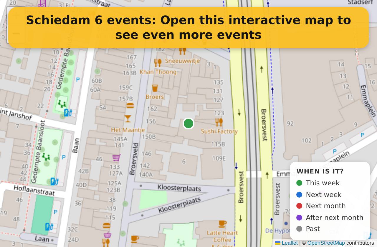 Map of events in Schiedam on the interactive EVENTULIST map
