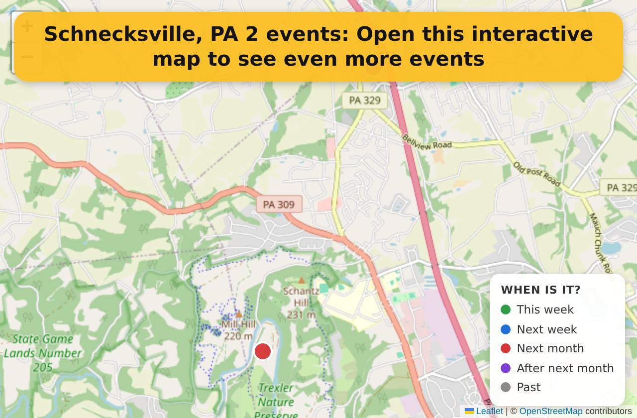 Map of events in Schnecksville, PA on the interactive EVENTULIST map