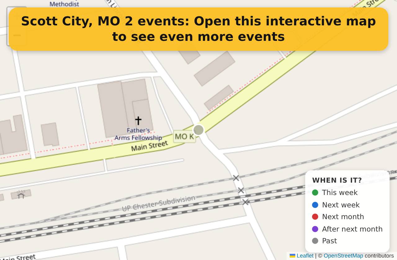 Map of events in Scott City, MO on the interactive EVENTULIST map