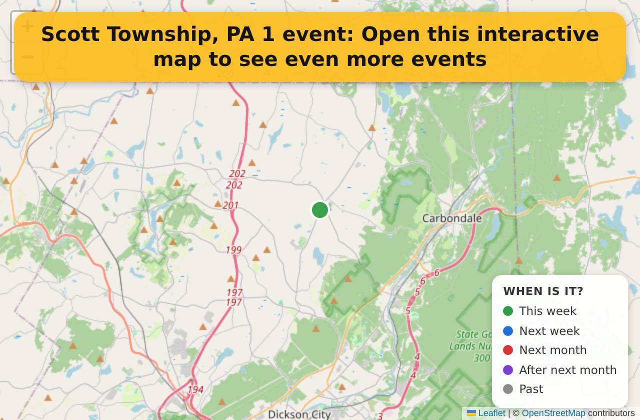 Map of events in Scott Township, PA on the interactive EVENTULIST map