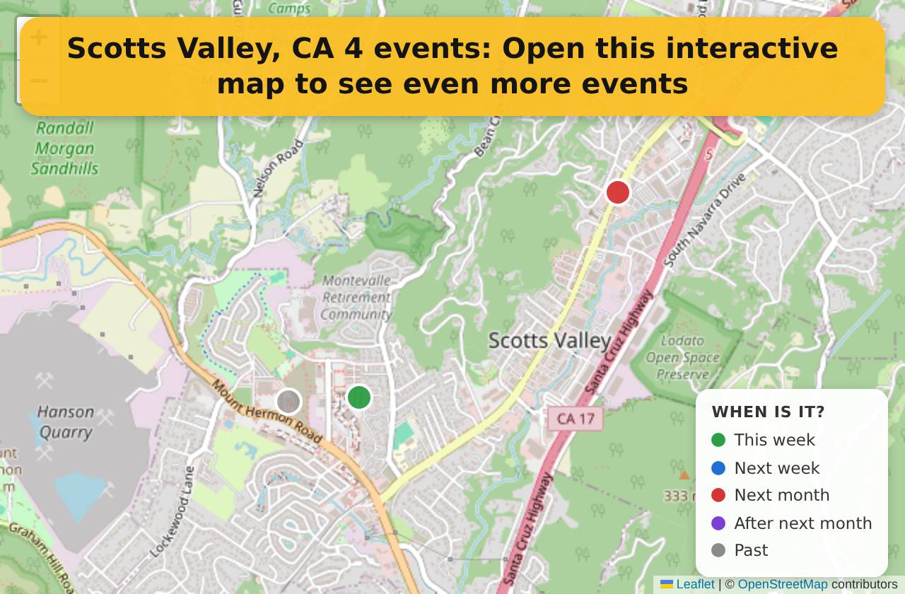 Map of events in Scotts Valley, CA on the interactive EVENTULIST map