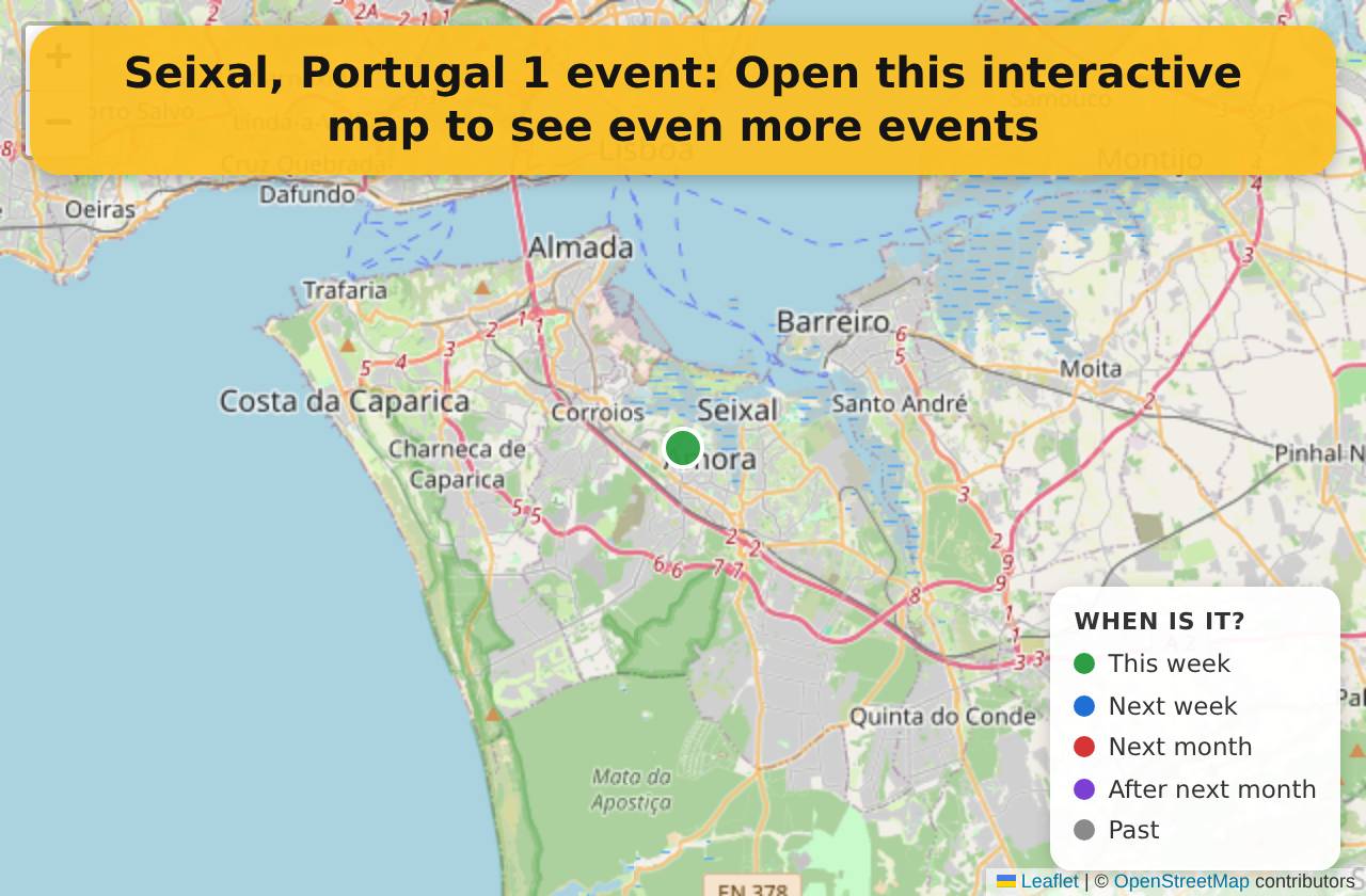 Map of events in Seixal, Portugal on the interactive EVENTULIST map