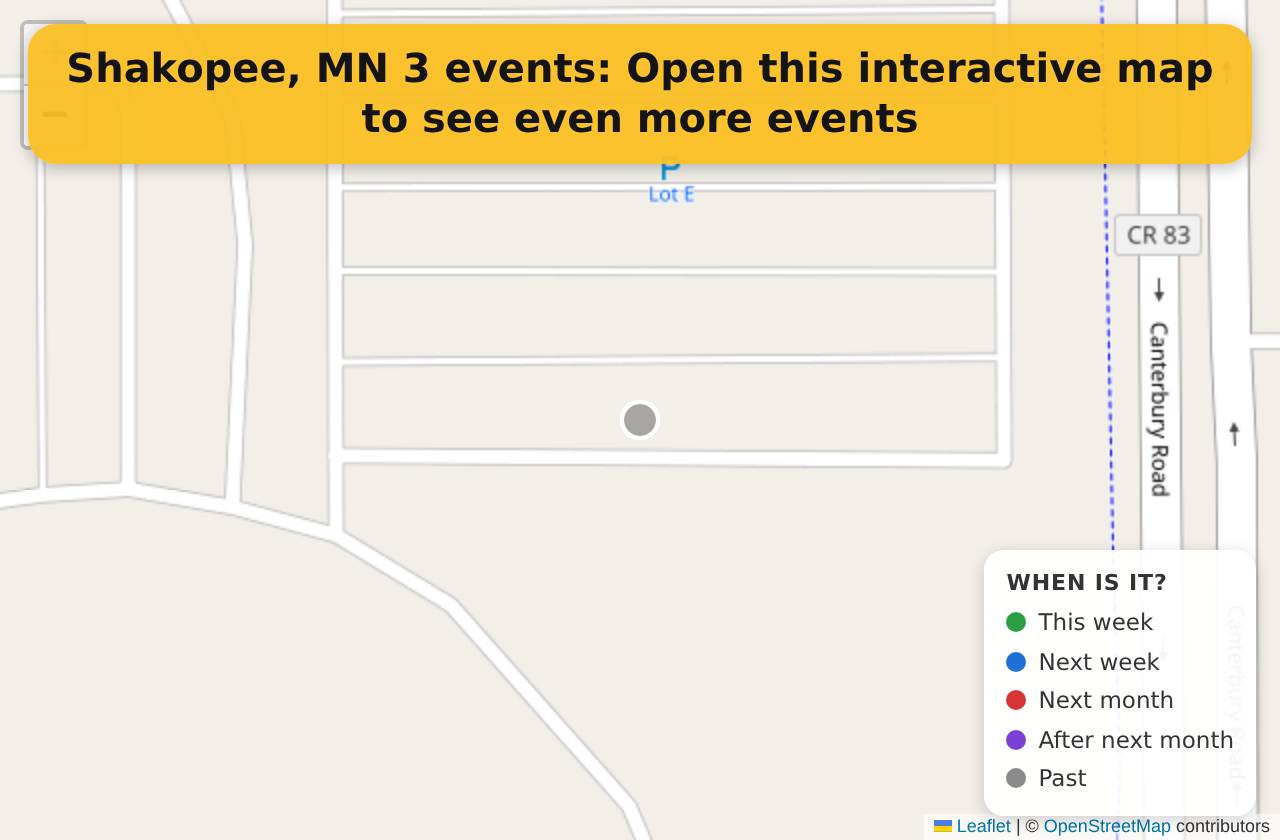 Map of events in Shakopee, MN on the interactive EVENTULIST map