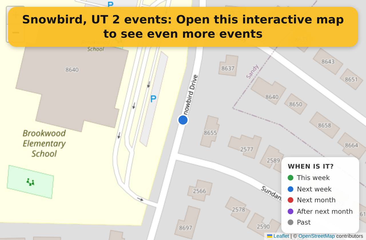 Map of events in Snowbird, UT on the interactive EVENTULIST map