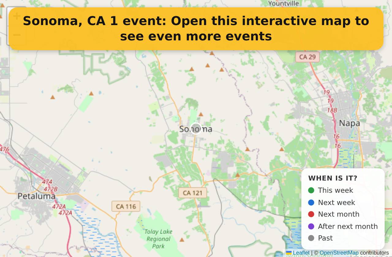 Map of events in Sonoma, CA on the interactive EVENTULIST map